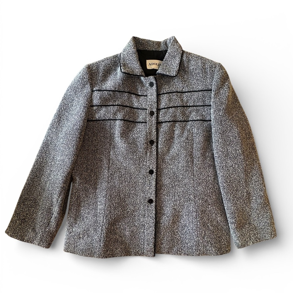 Adolfo Grey Tweed Blazer Jacket